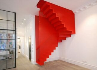 Escalera metálica colgada escalera roja metalica colgante por Diapo