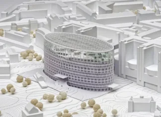 Cubiertas verdes para un edificio del Parlamento Europeo maqueta nuevo SPAAK