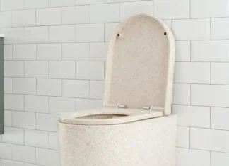 El primer inodoro del mundo hecho con astillas de madera inodoro Block sostenible