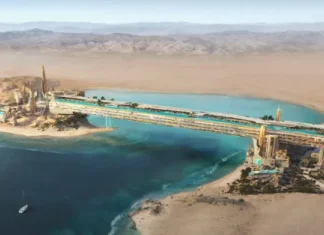 Hotel Treyam de Neom: formando un puente de 450 metros Vista general Hotel Treyam