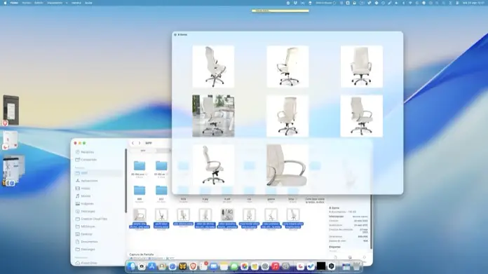 Ventana de vista previa con varias imágenes en mosaico (macOS).